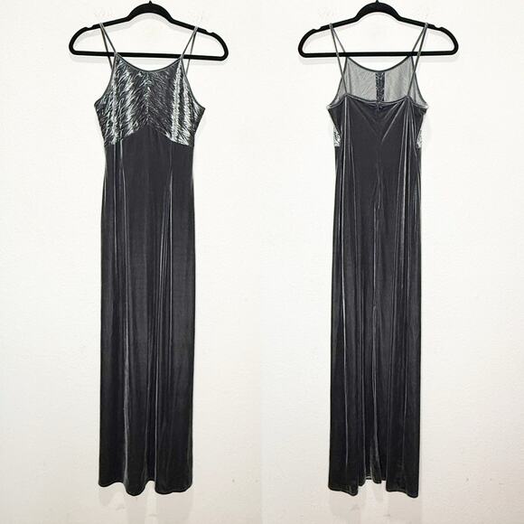 Vintage Adrianna Papell Velvet Long Maxi Dress Romantic Dark Fairy Phoebe - Picture 1 of 9
